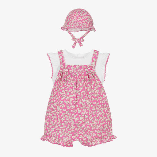 Mayoral-Baby Girls Pink Floral Cotton Shortie Set | Childrensalon