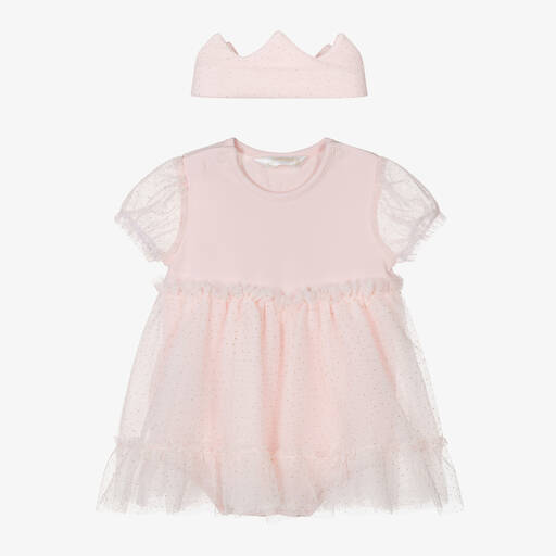 Mayoral-Baby Girls Pink Jersey & Tulle Dress Set | Childrensalon