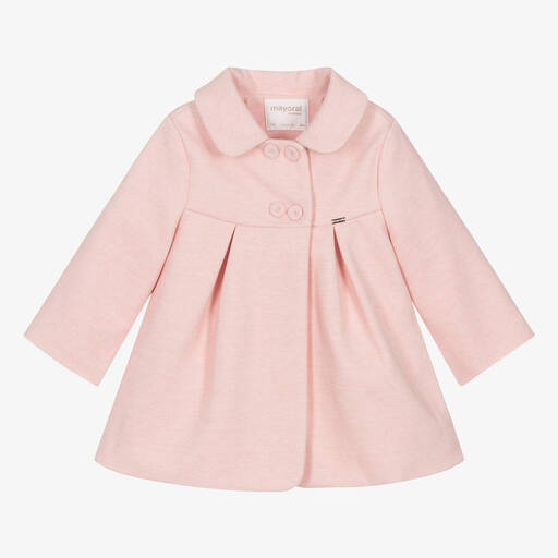 Mayoral-Baby Girls Pink Trapeze Coat | Childrensalon