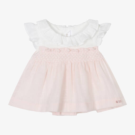 Mayoral Newborn-Baby Girls Pink & White Dress | Childrensalon
