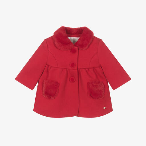 Mayoral Newborn-Baby Girls Red Traditional Coat  | Childrensalon