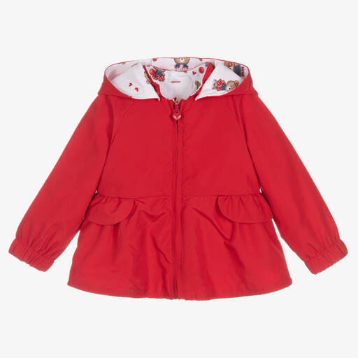 Mayoral-Baby Girls Red & White Reversible Coat | Childrensalon