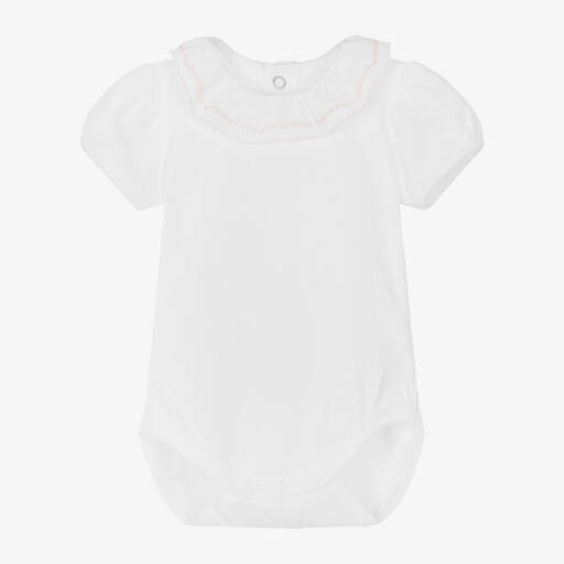 Mayoral-Baby Girls White Cotton Bodysuit | Childrensalon