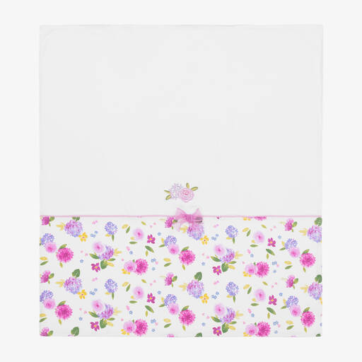 Mayoral-Baby Girls White Floral Blanket (88cm) | Childrensalon