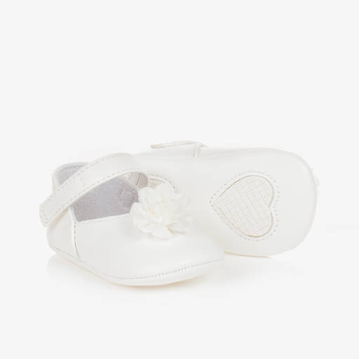 Mayoral-Baby Girls White Flower Pre-Walker Shoes | Childrensalon