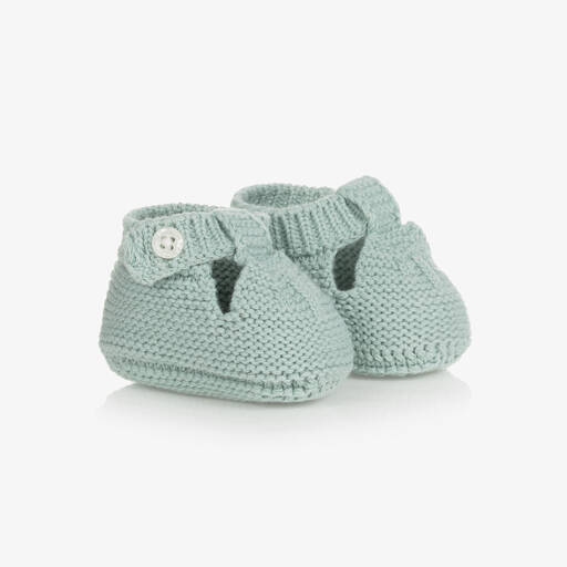 Mayoral-Baby Green Cotton Knit Booties | Childrensalon