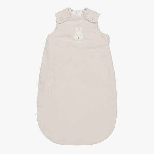 Mayoral Newborn-Beige Cotton Bunny Sleeping Bag (73cm) | Childrensalon