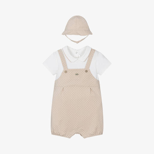 Mayoral Newborn-Beige Star Print Cotton Babysuit Set | Childrensalon