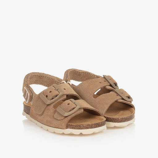 Mayoral-Beige Suede Leather Baby Sandals | Childrensalon