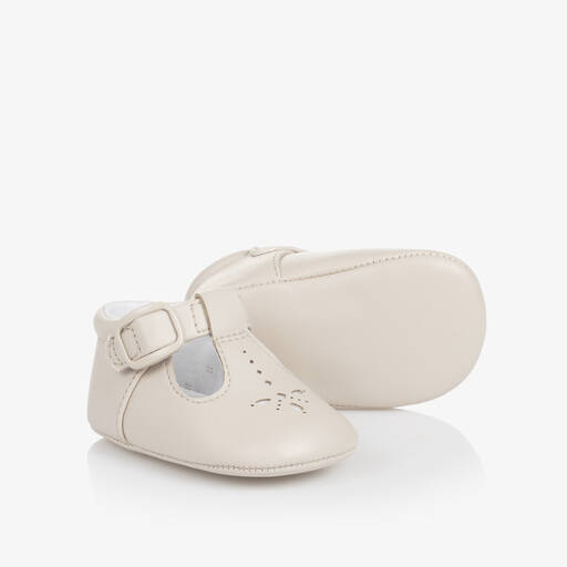 Mayoral Newborn-Beige T-Bar Baby Pre-Walker Shoes | Childrensalon