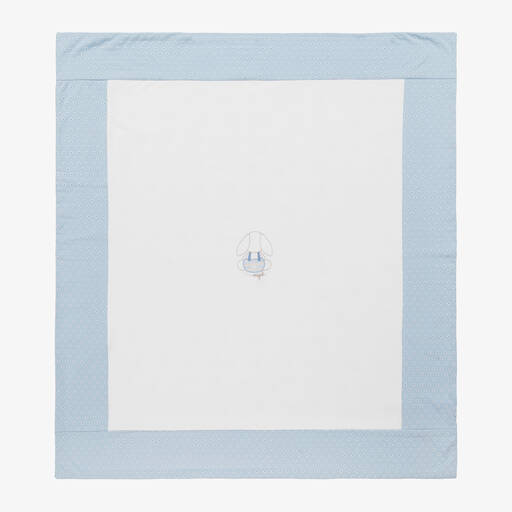 Mayoral-Blue & Ivory Cotton Blanket (90cm) | Childrensalon