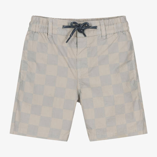 Mayoral-Boys Beige Checkerboard Cotton Shorts | Childrensalon