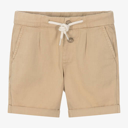 Mayoral-Boys Beige Cotton & Linen Shorts | Childrensalon