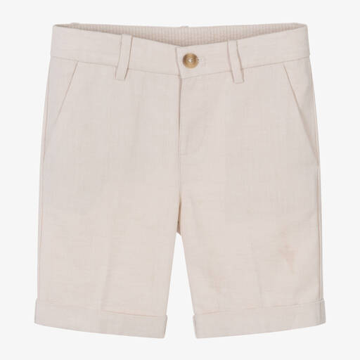 Mayoral-Boys Beige Cotton & Linen Shorts | Childrensalon