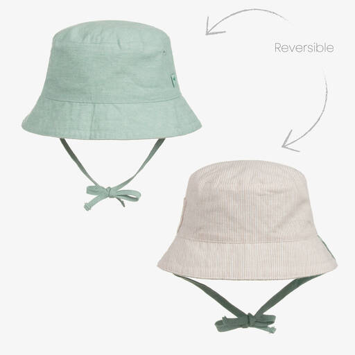 Mayoral-Boys Beige & Green Reversible Sun Hat | Childrensalon