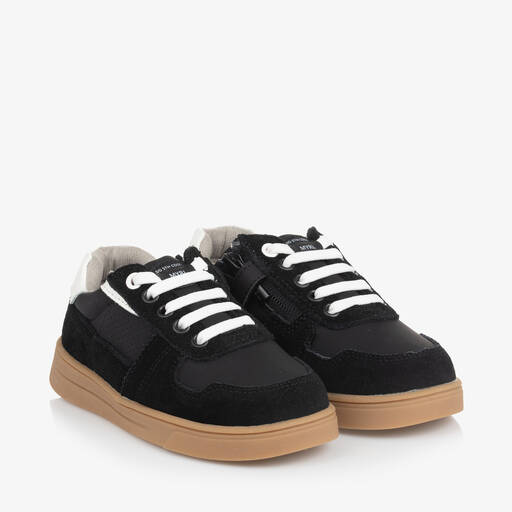 Mayoral-Boys Black Suede Leather Trainers | Childrensalon