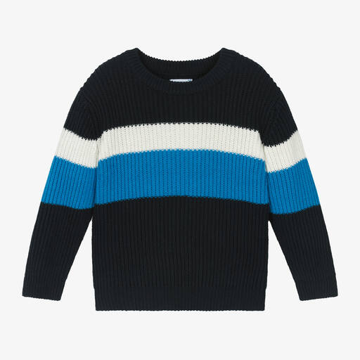 Mayoral-Boys Blue Colourblock Sweater | Childrensalon