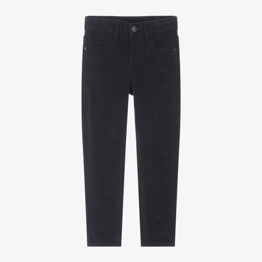 Mayoral-Boys Blue Corduroy Slim Fit Trousers | Childrensalon