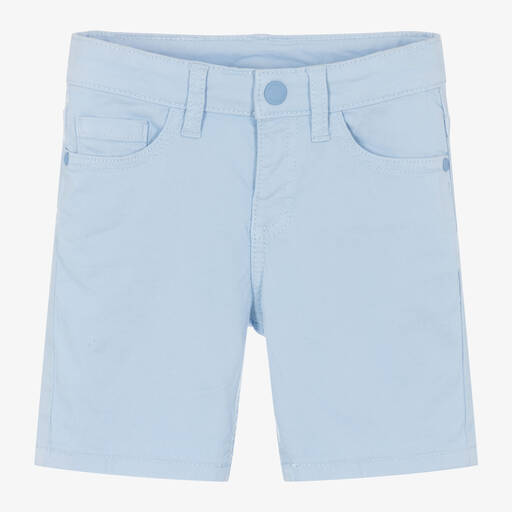 Mayoral-Boys Blue Cotton Chino Shorts | Childrensalon