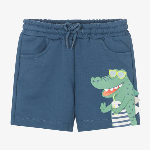 Mayoral-Boys Blue Cotton Jersey Crocodile Shorts | Childrensalon