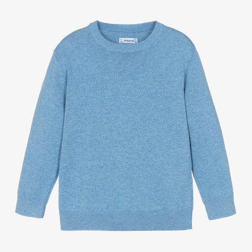 Mayoral-Boys Blue Cotton Knit Sweater | Childrensalon