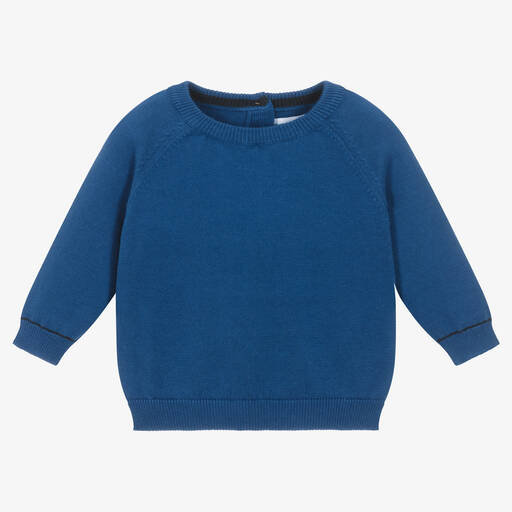 Mayoral-Boys Blue Cotton Knitted Sweater | Childrensalon