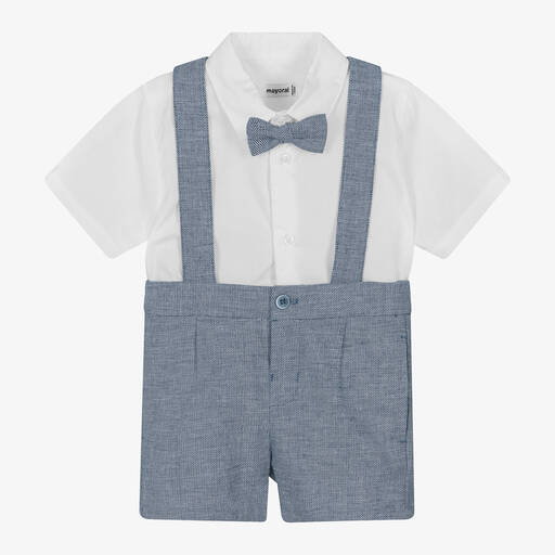 Mayoral-Boys Blue Cotton & Linen Shorts Set | Childrensalon