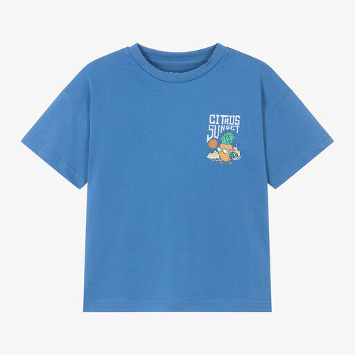 Mayoral-Boys Blue Cotton Surfer Print T-Shirt | Childrensalon