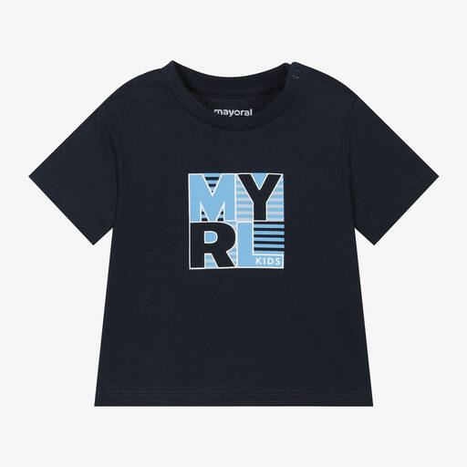 Mayoral-Boys Blue Cotton T-Shirt | Childrensalon