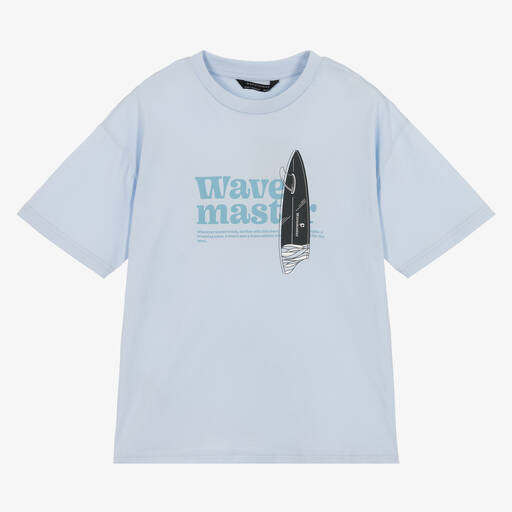 Mayoral Nukutavake-Boys Blue Cotton Wave T-Shirt | Childrensalon