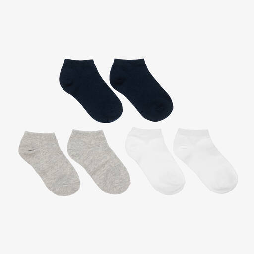 Mayoral-Boys Blue & Grey Cotton Socks (3 Pack) | Childrensalon
