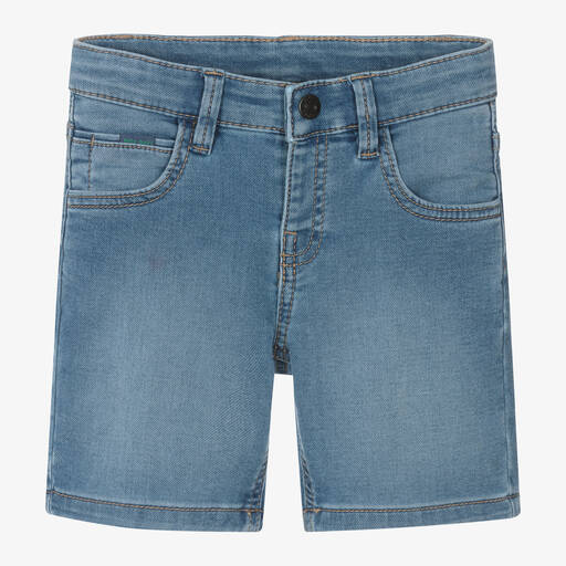 Mayoral-Boys Blue Jersey Denim Cotton Shorts | Childrensalon