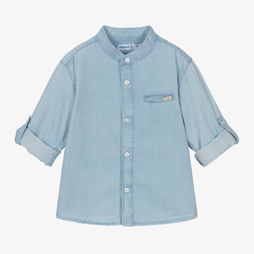 Mayoral-Boys Blue Lightweight Denim Shirt | Childrensalon