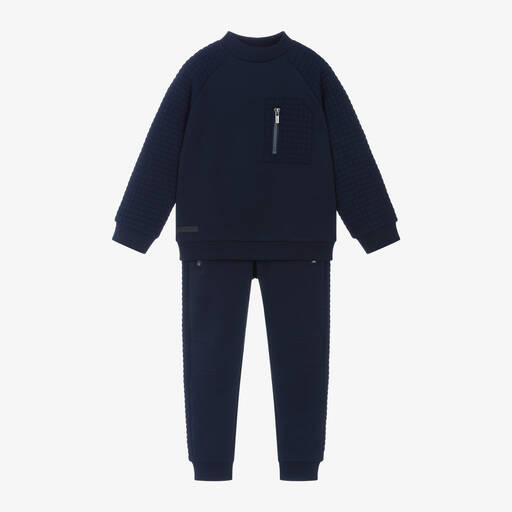 Mayoral-Boys Blue Quilted Tracksuit | Childrensalon