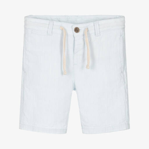 Mayoral-Boys Blue & White Cotton Shorts | Childrensalon