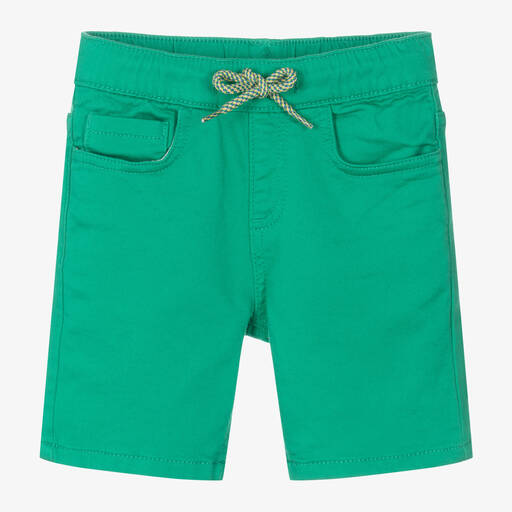 Mayoral-Boys Green Cotton Drawstring Shorts | Childrensalon