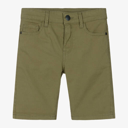 Mayoral-Boys Green Cotton Twill Shorts | Childrensalon