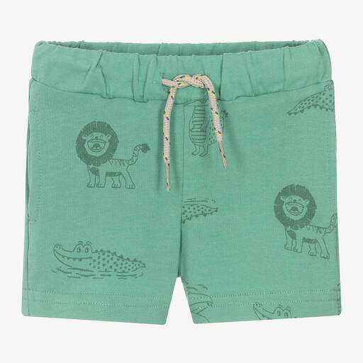Mayoral-Boys Green Cotton Wild Life Print Shorts | Childrensalon
