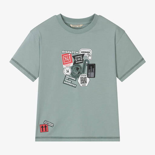 Mayoral Nukutavake-Boys Green Graphic Cotton T-Shirt | Childrensalon