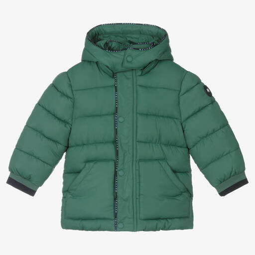 Mayoral-Boys Green Hooded Puffer Coat | Childrensalon