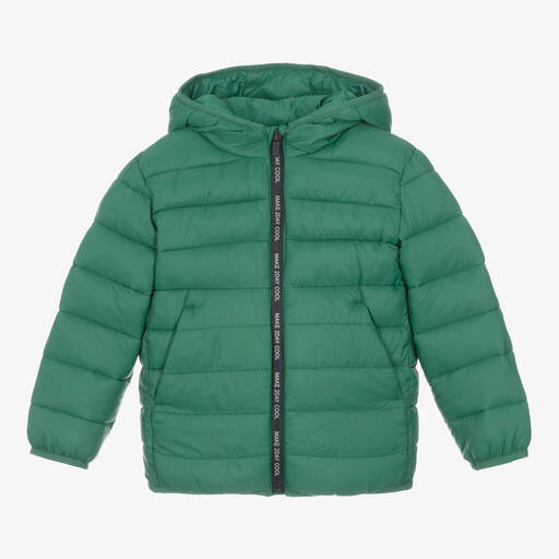 Mayoral-Boys Green Hooded Puffer Jacket | Childrensalon
