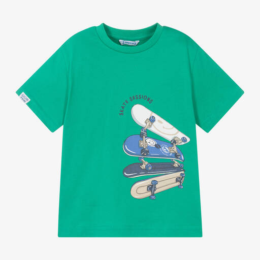 Mayoral-Boys Green Skateboard Graphic T-Shirt | Childrensalon