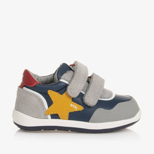 Mayoral-Stern-Leder-Sneakers in Grau & Blau | Childrensalon