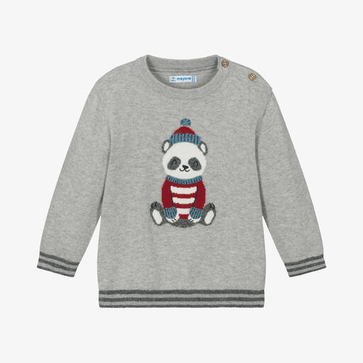 Mayoral-Boys Grey Cotton & Wool Knit Sweater | Childrensalon