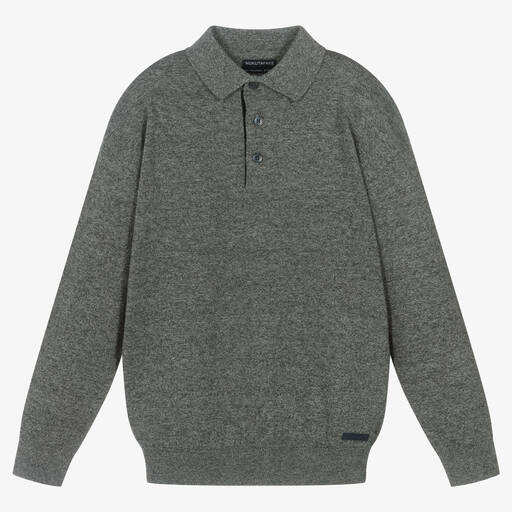 Mayoral Nukutavake-Boys Grey Knitted Polo Shirt | Childrensalon