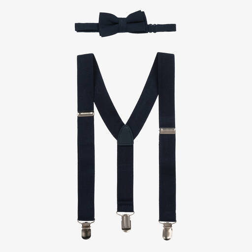 Mayoral-Boys Navy Blue Braces & Bow Tie Set  | Childrensalon