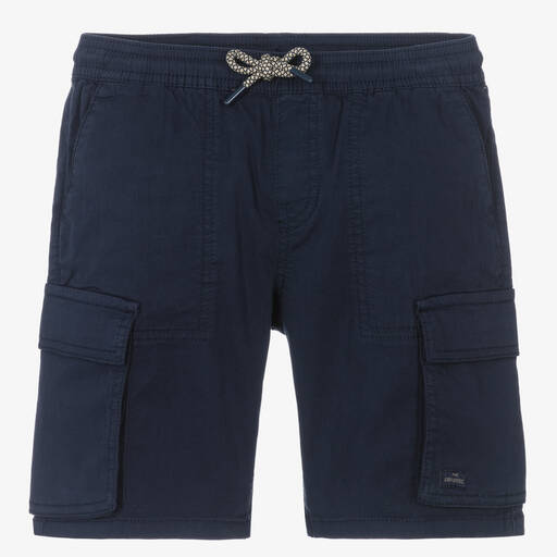 Mayoral Nukutavake-Boys Navy Blue Cotton Cargo Shorts | Childrensalon