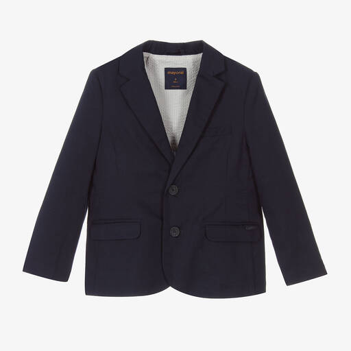 Mayoral-Boys Navy Blue Cotton & Linen Blazer | Childrensalon
