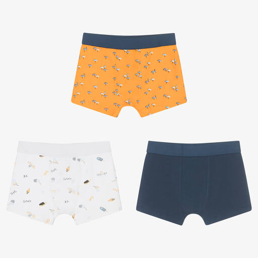 Mayoral-Boys Orange & Blue Boxer Shorts (3 Pack) | Childrensalon