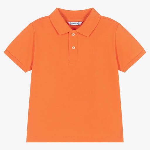 Mayoral-Boys Orange Cotton Piqué Polo Shirt | Childrensalon